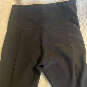 Athleta Stellar crop front zip pockets black leggings XS